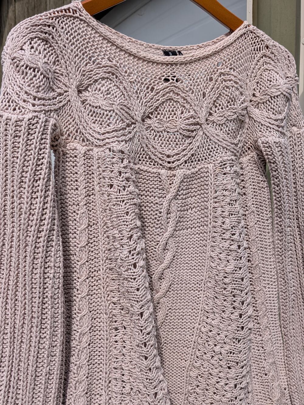 ii sisters Y2K Fairycore, Boho Cable knit long sleeve sweater Size Small